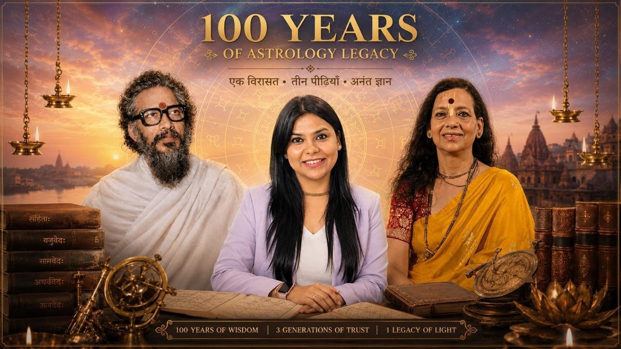 Dr. Gargi A. Jaitleey और तीन पीढ़ियों की ज्योतिष विरासत को दर्शाती छवि
